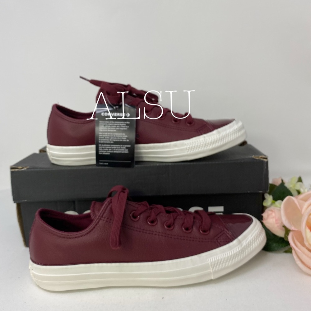 Converse Ctas Low Top Leather Dark Burgundy W - Picture 2 of 8